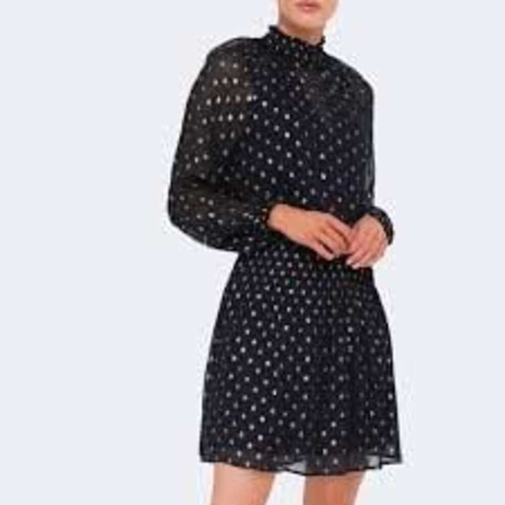 Velvet by Graham & Spencer Verna Metallic Dot Mock Neck Mini Dress